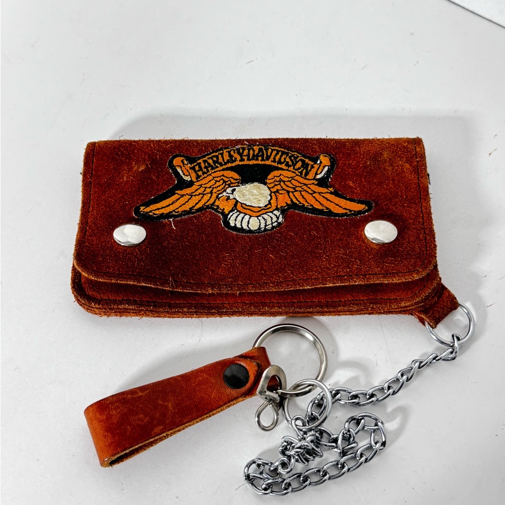 Harley-Davidson Suede Brown Leather Chain Wallet
